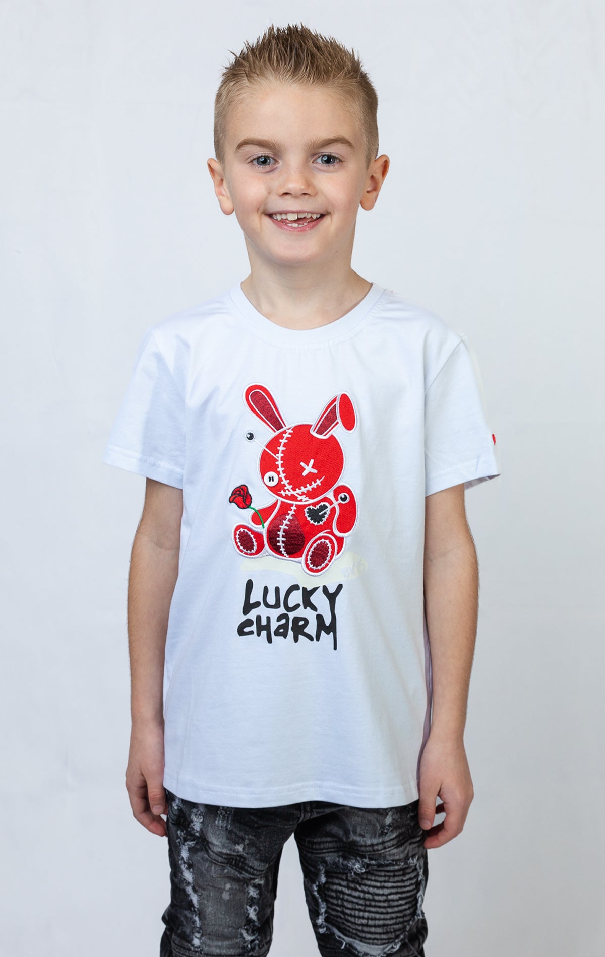 White BKYS RED LUCKY CHARM-KIDS - DENiMPiRE