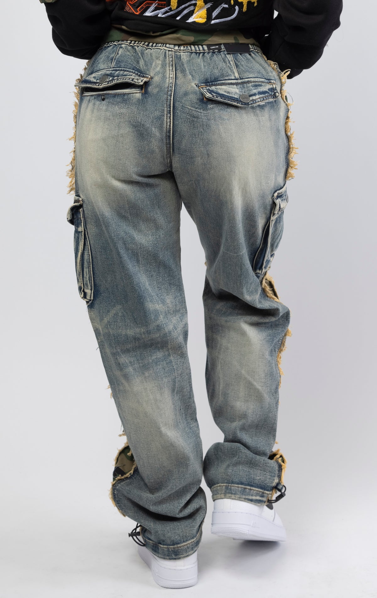 Relaxed fit, rip and repair jeans