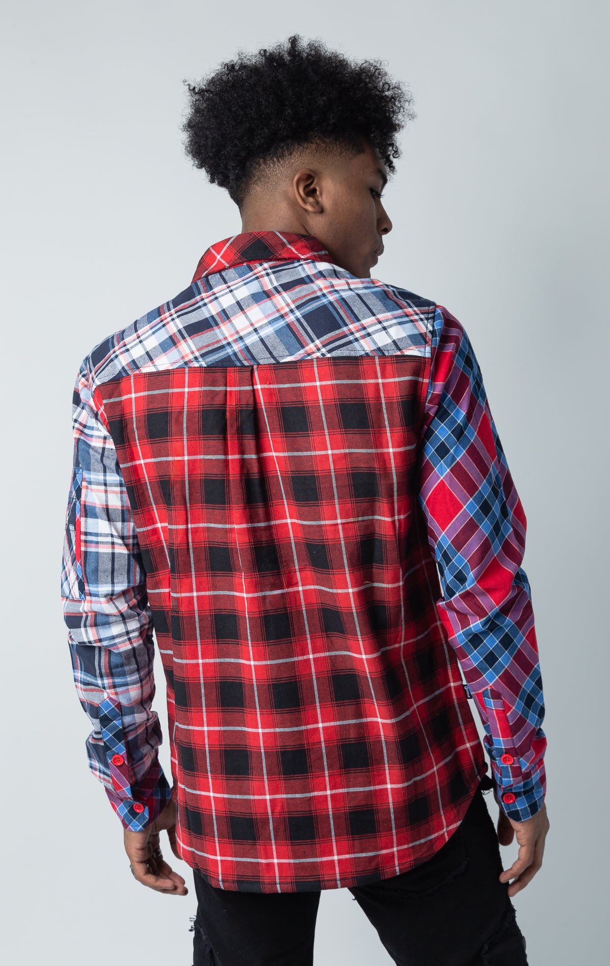 Multi-Color Wolves Knit Flannel button up shirt