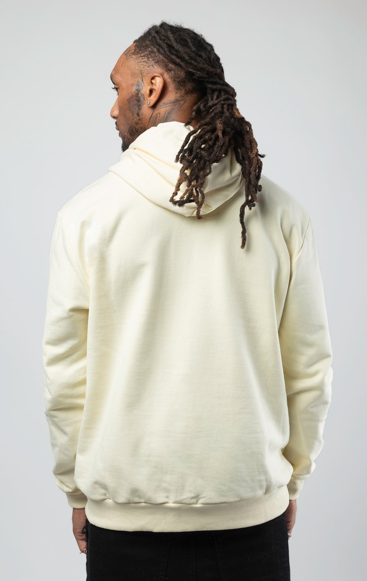 pullover hoodie with Fight the power design on the front in off white