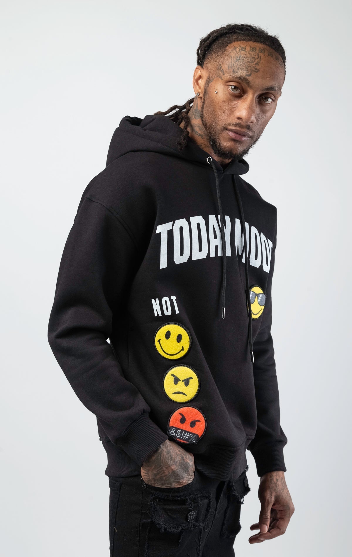 Today's mood hoodie with emoji patches