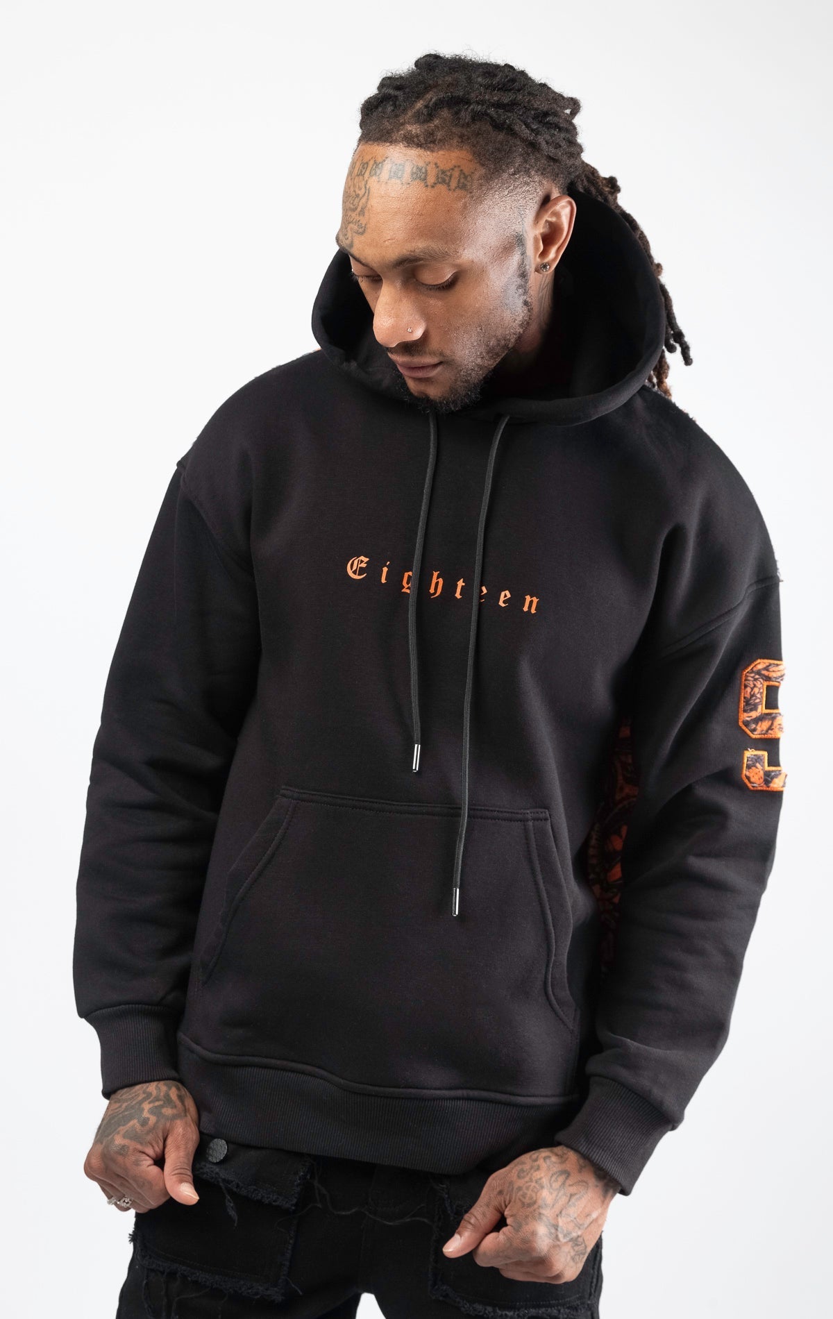 Pullover hoodie with print in the back. 