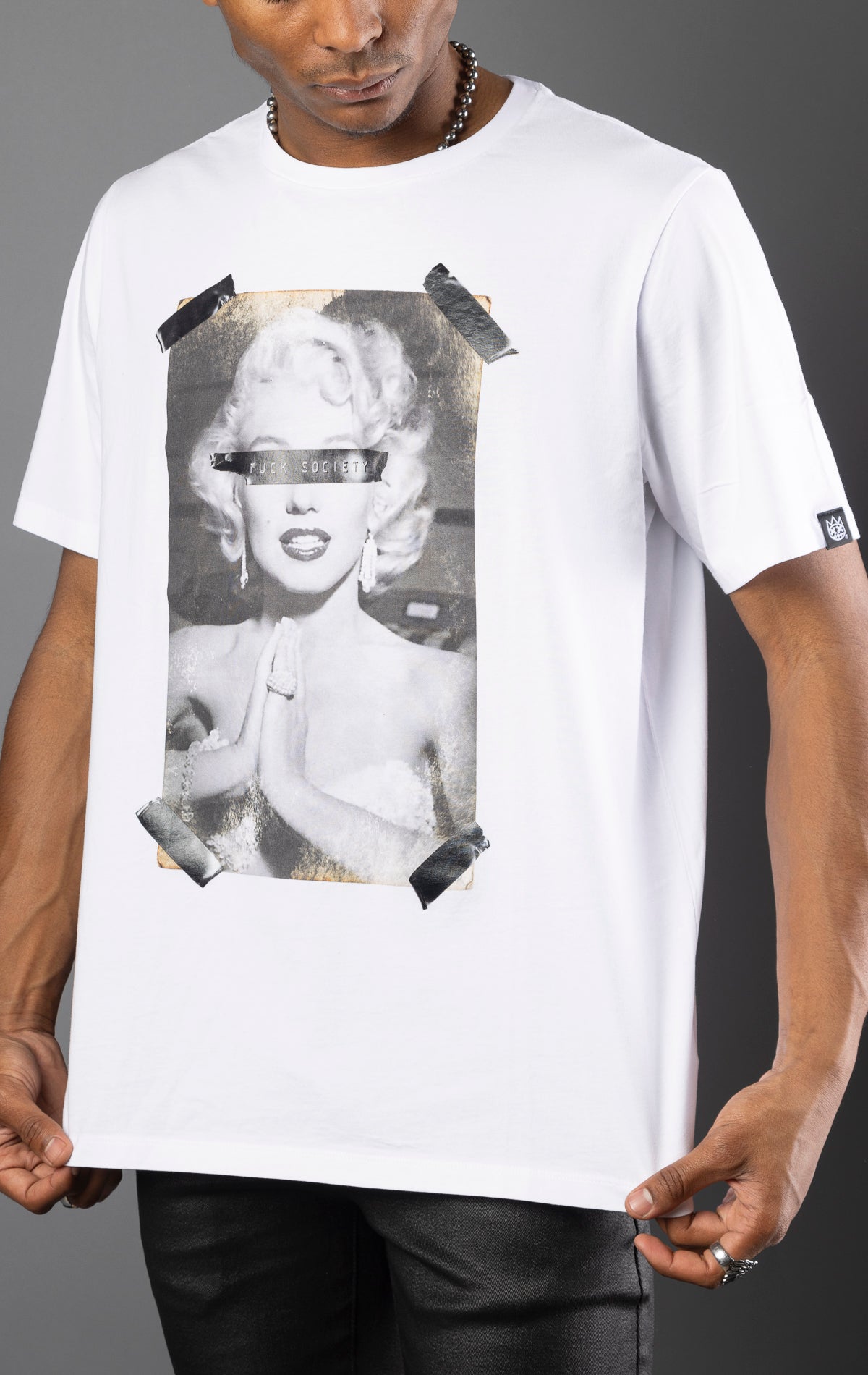 A short-sleeve crew neck t-shirt made from 100% cotton. The shirt features a large, eye-catching graphic design on the front.