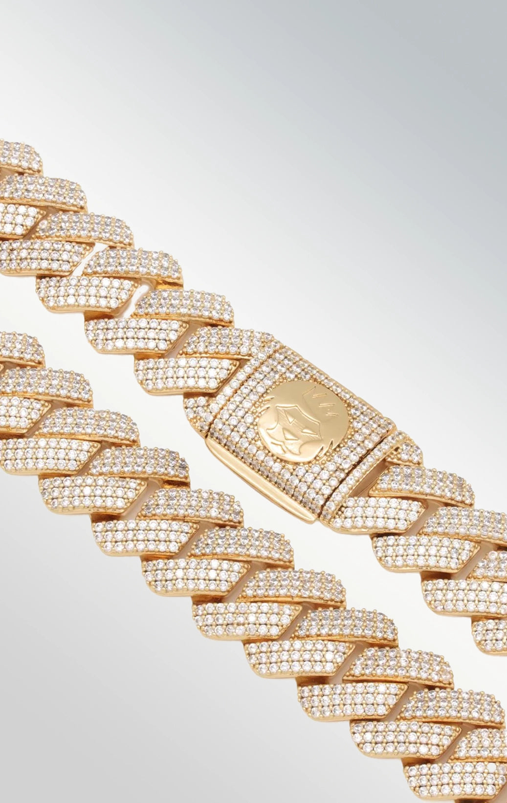 18 mm iced diamond cut gold chain