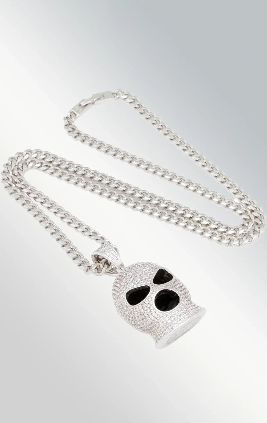 Ski mask necklace in white gold
