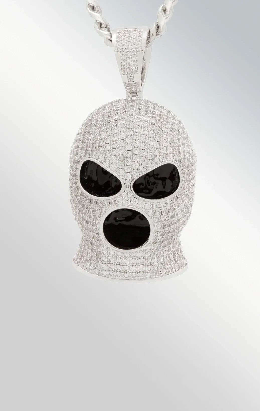Ski mask necklace in white gold