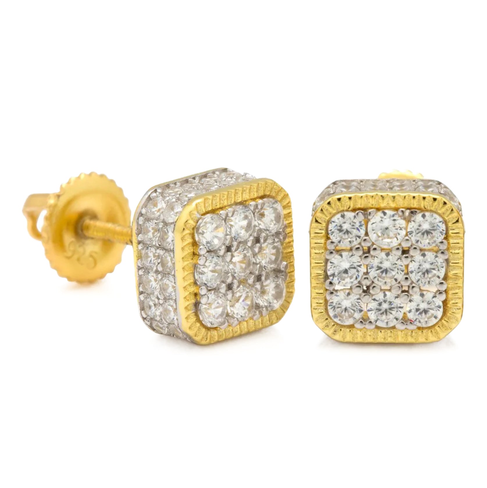 KING ICE SQUARE STUD EARRINGS - DENiMPiRE