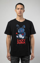 trendy short sleeves crewneck featuring a lucky denim bunny graphic on the front.