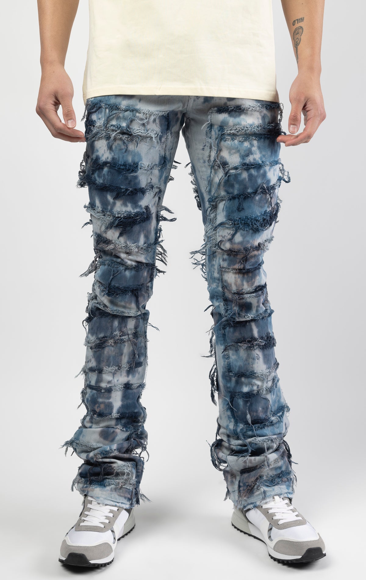 Heavy-Wash Distressed Jeans