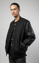 Black wool varsity jacket