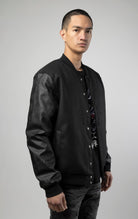 Black wool varsity jacket