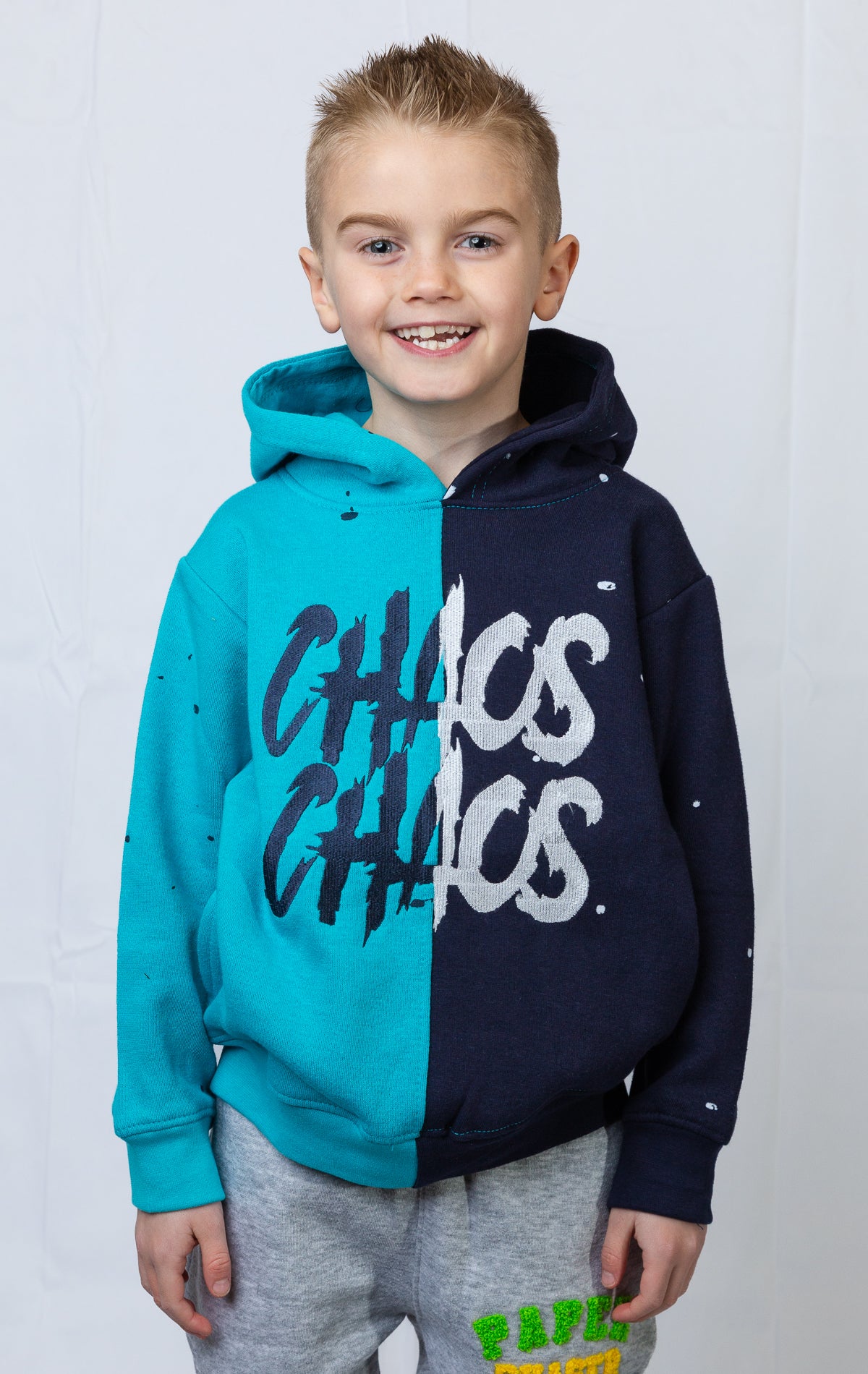 Chaos Chaos graphic hoodie for kids.
