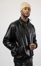 Superior leather textured bomber jacket