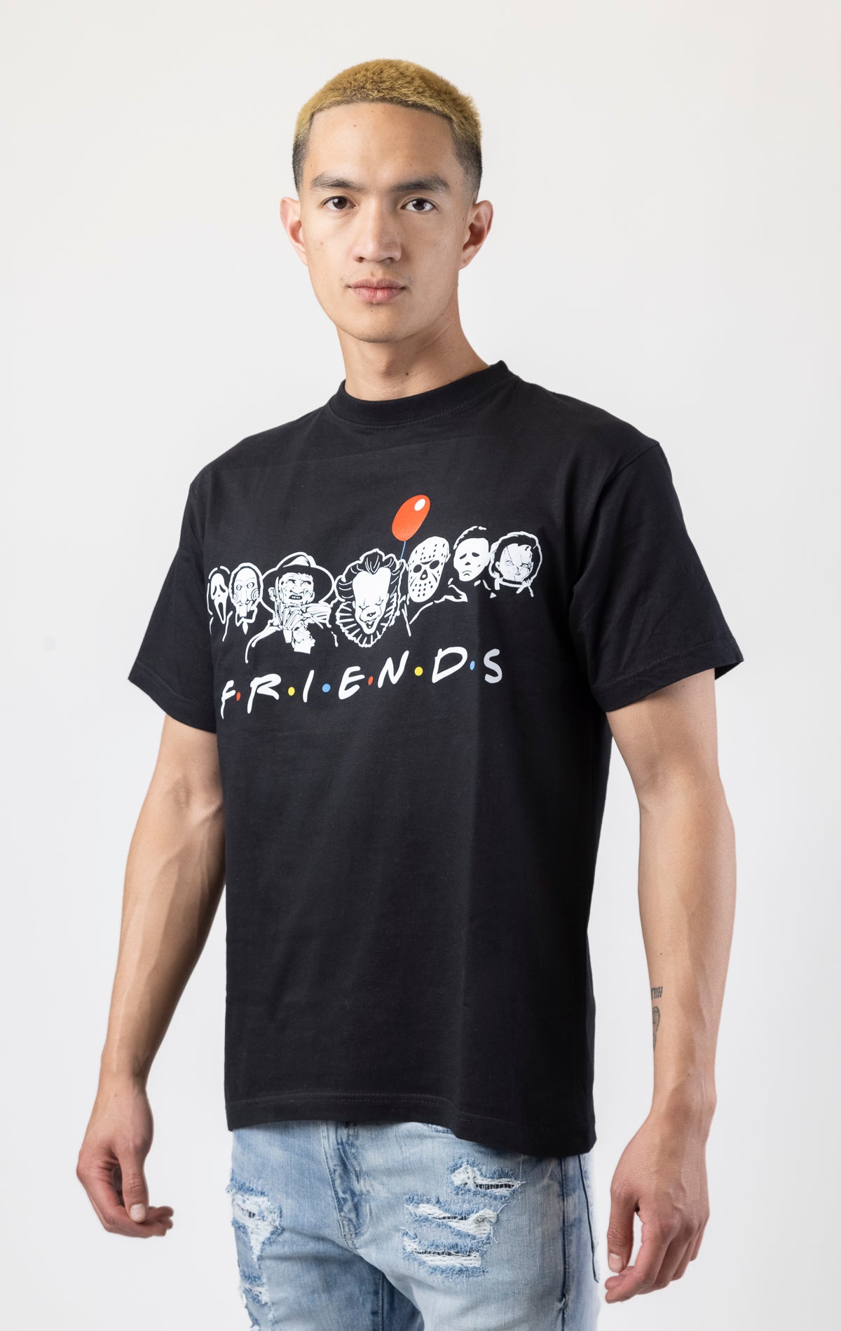 Oversized T-shirt with ribbed crew neck and Friends logo printed design on the front.