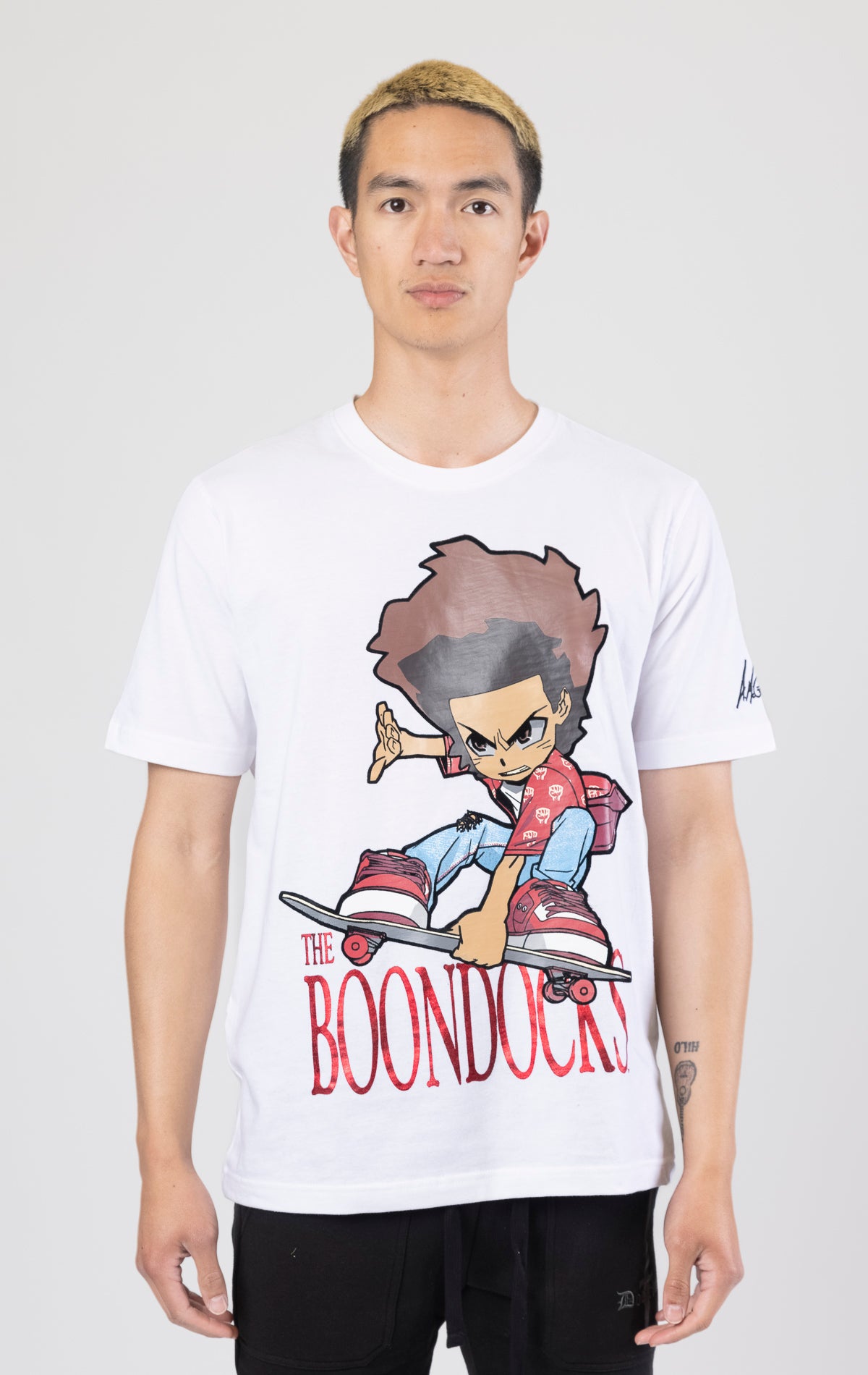 Skate jump Boondocks avatar white graphic t-shirt