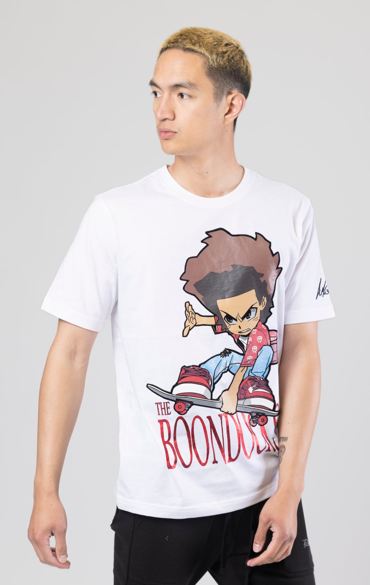 Skate jump Boondocks avatar white graphic t-shirt