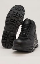 Black Nike Air Max Goadome sneakers with visible Air unit in the heel and lugged outsole for traction.