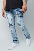 Ice blue ripped jeans.