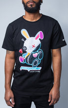 BKYS Luck charm, colorful psycho bunny graphic on black t shirt