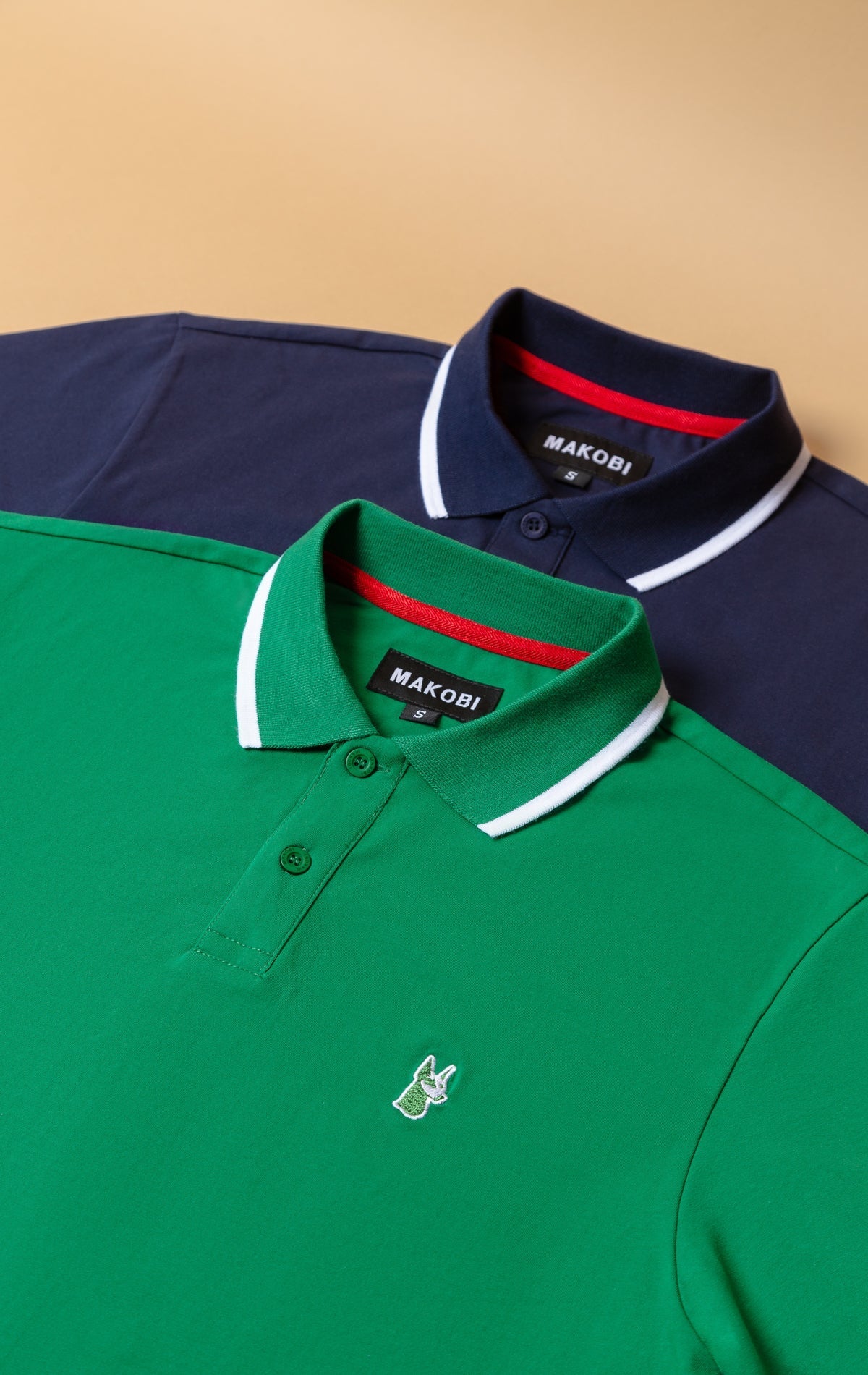 Makobi short sleeve polo shirts in green and navy