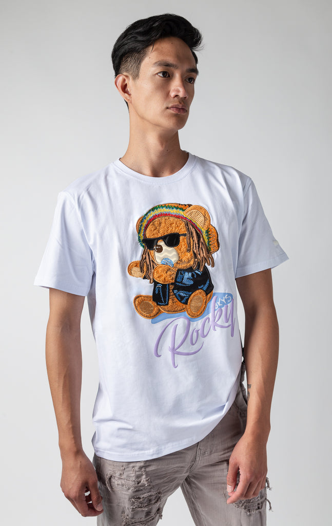 White Rocky Bear Graphic T-Shirt