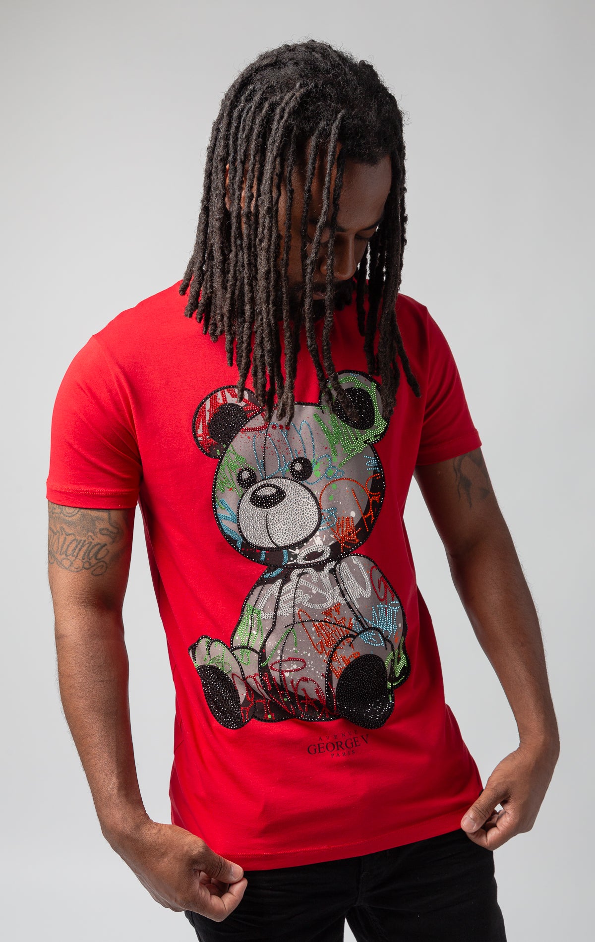 Red George V colorful bear t-shirt