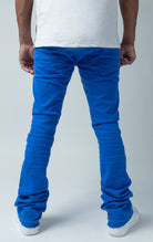 Royal blue shredded denim pants