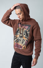 Graphic print hoodie in brown