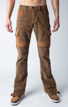 Mocha corduroy jeans&nbsp;with semi-stacked flares and sumptuous corduroy accents