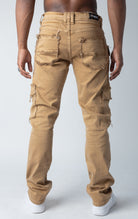 khaki Semi-Stacked Cargo Denim Jean