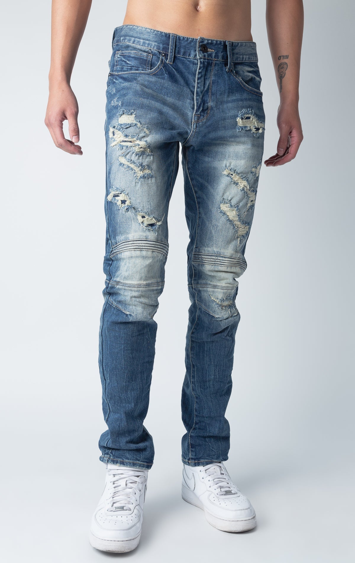 Blue Rip and repair denim pants