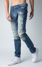 Blue Rip and repair denim pants