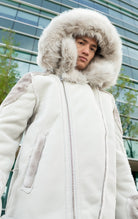 Artic wolf faux fur moto jacket