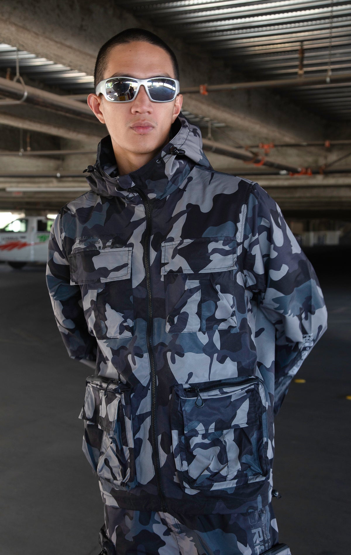 SR BLACK HAWK - DENiMPiRE - Windbreaker Utility Jacket in Stone Camo