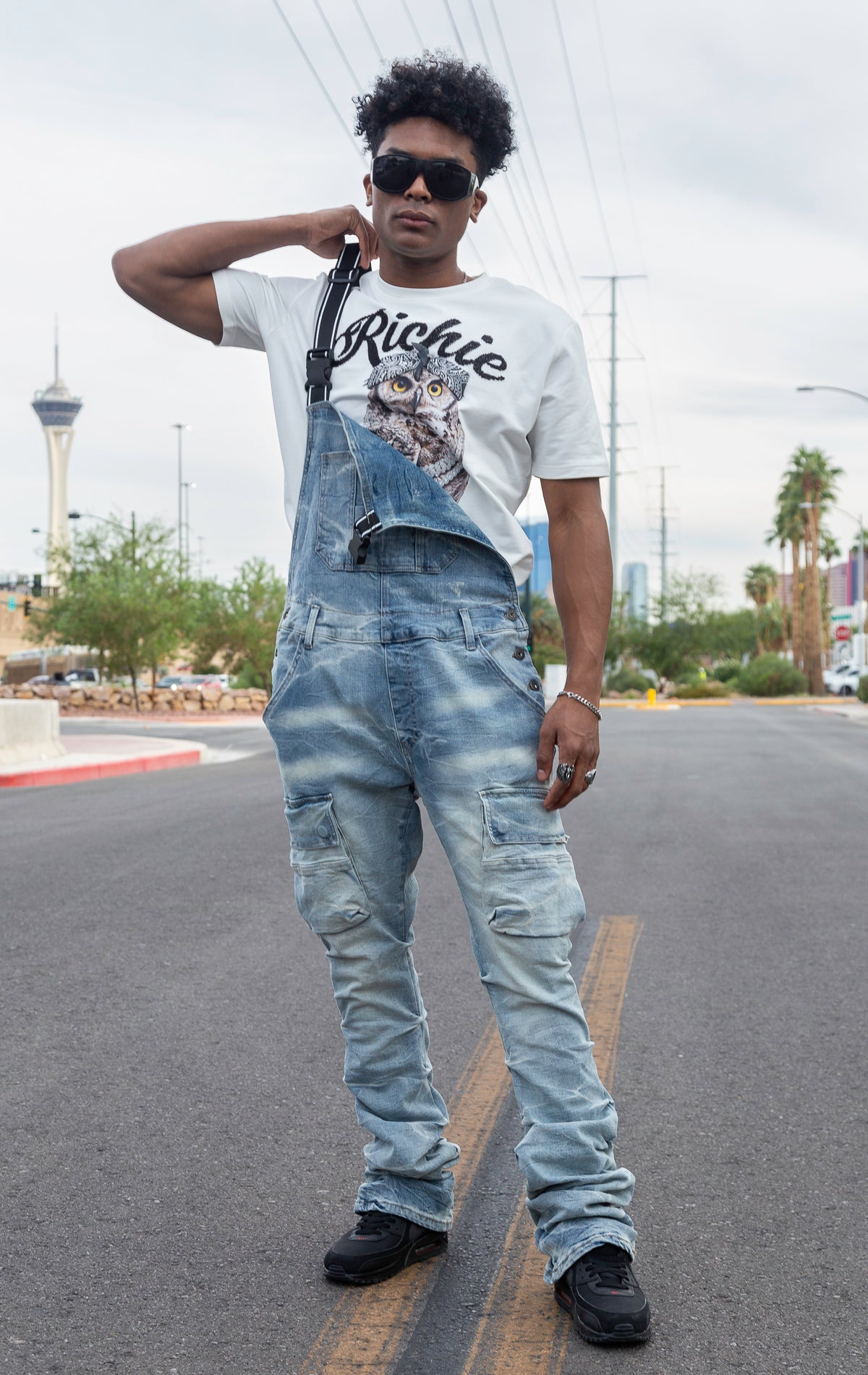 Stacked Utility Denim Overalls - Bergen Blue