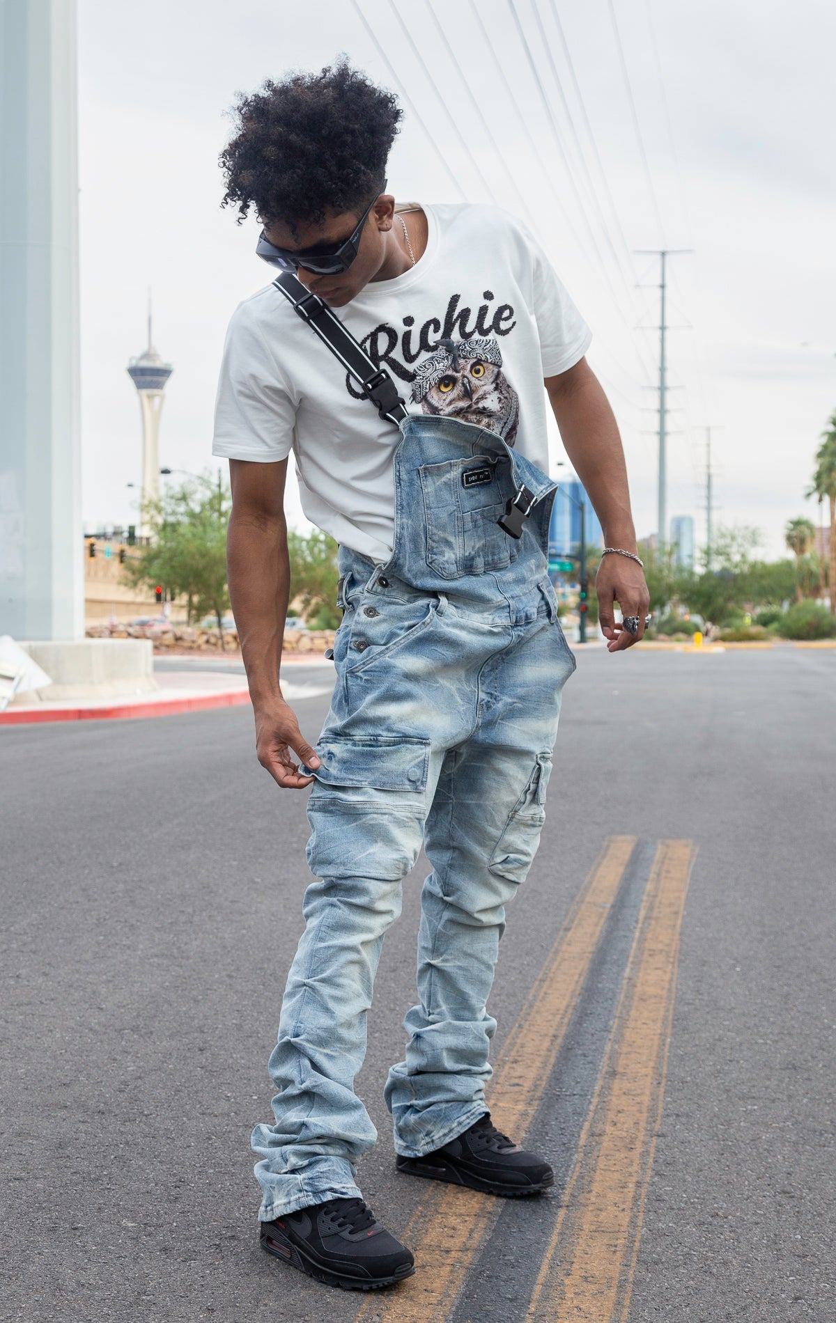 Stacked Utility Denim Overalls - Bergen Blue