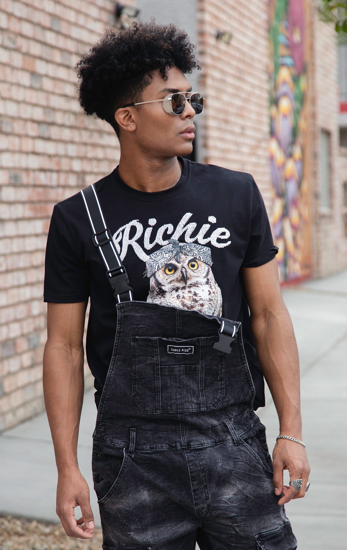 Stacked Utility Denim Overalls - Gail Black