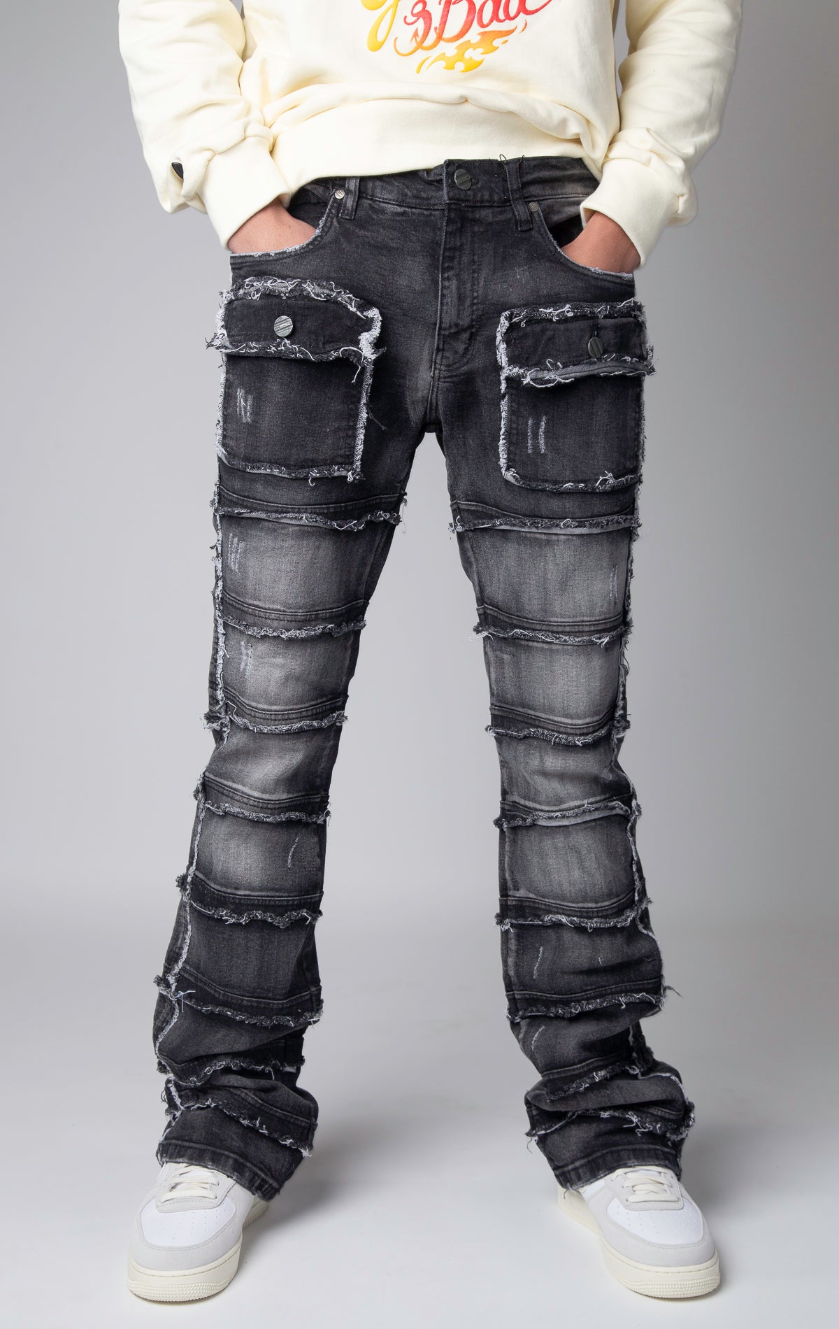 Men Stacked outlet Paneled Jeans 34