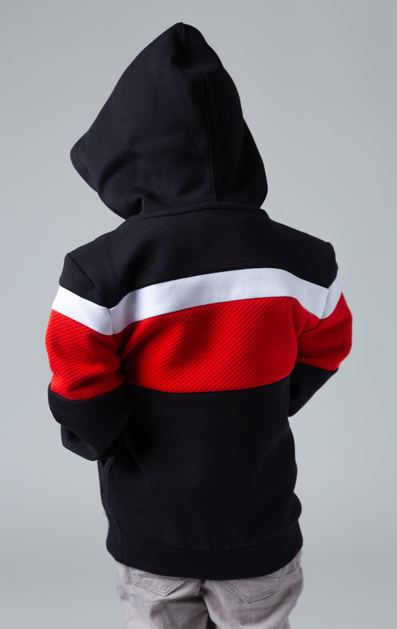 Made from soft and cozy fabric. Monogram kid's hoodie. back
