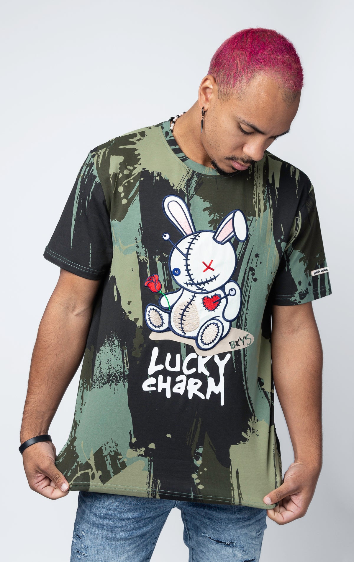 Olive Camo Lucky Charm Graphic Tee.