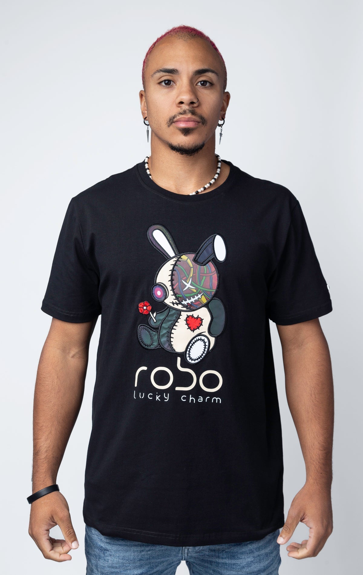 futuristic Lucky Charme Robo Bunny Graphic Tee.