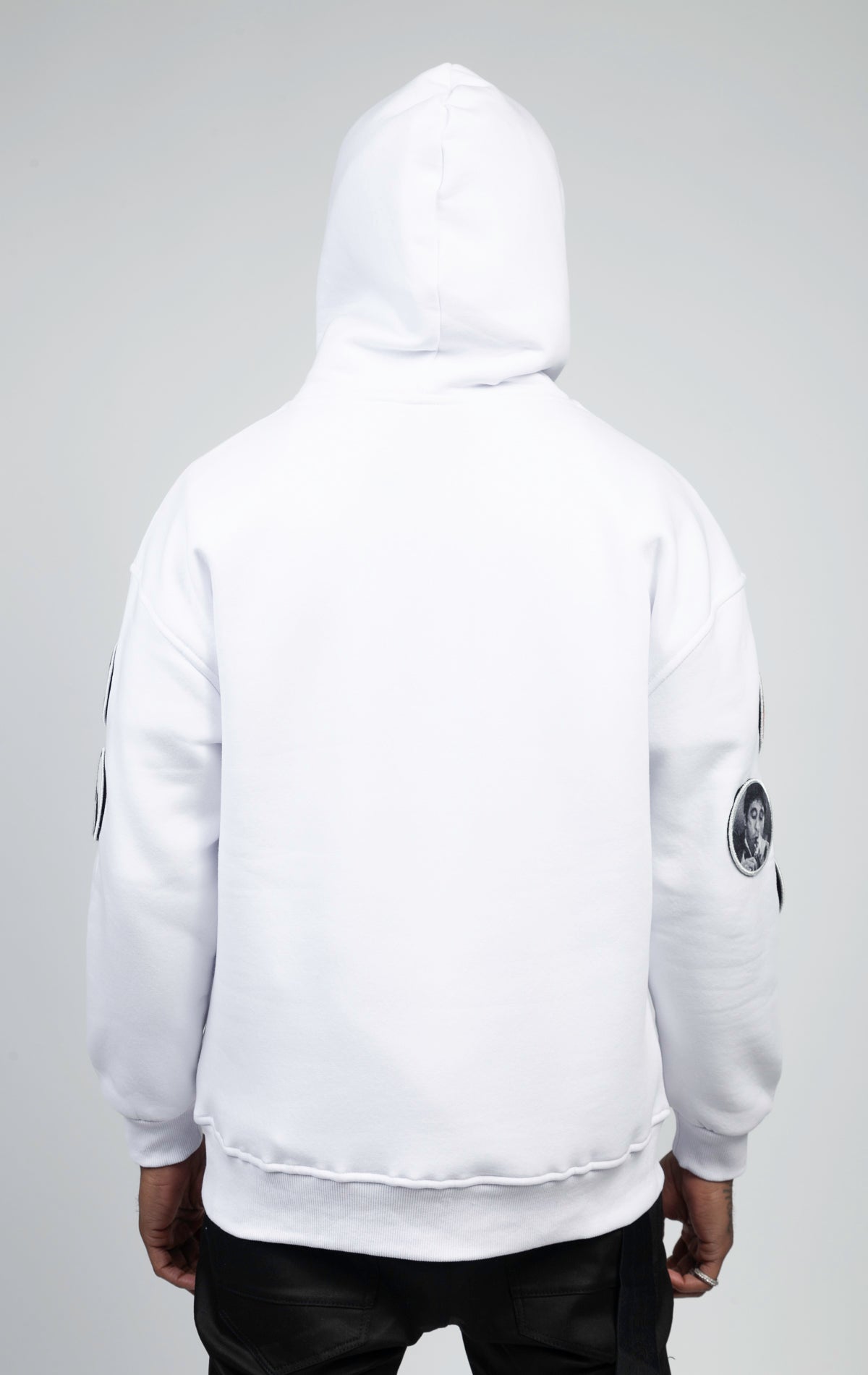 My icon white hoodie with interchangeable patches