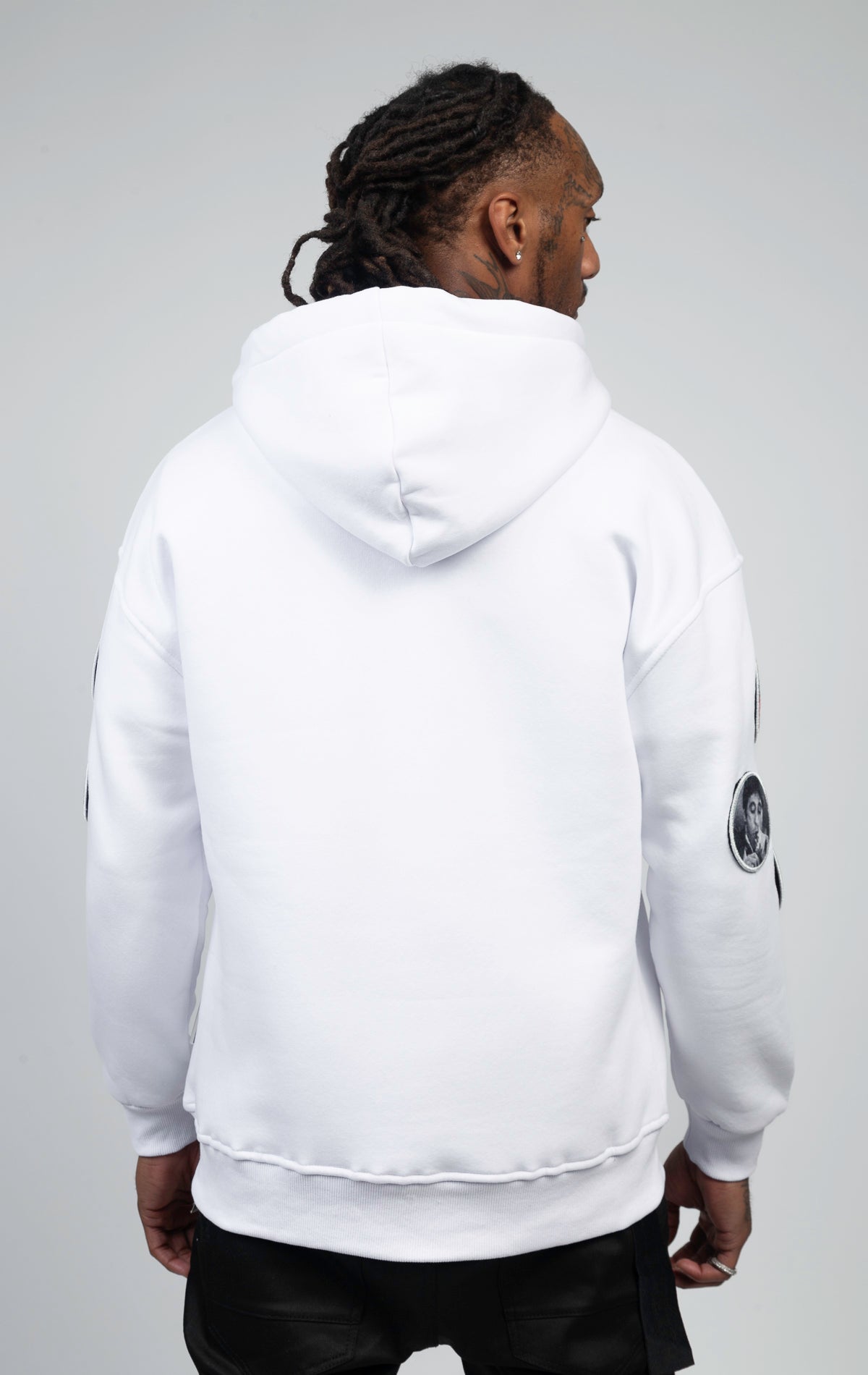 My icon white hoodie with interchangeable patches