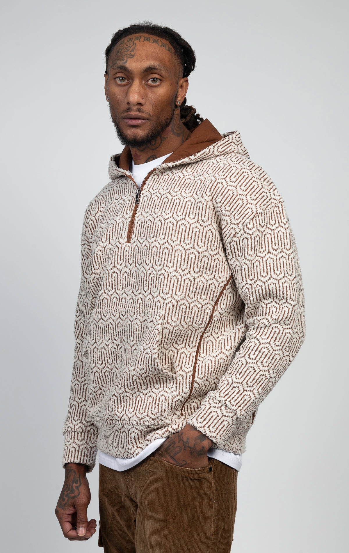 Textile patterned loungewear hoodie