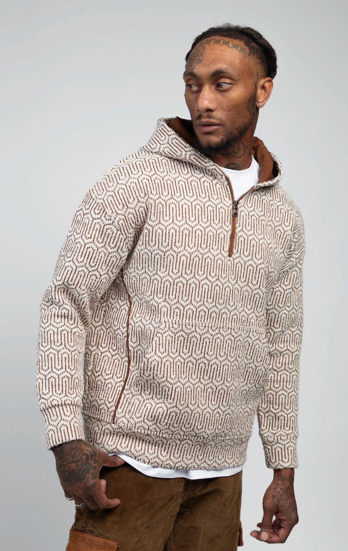 Textile patterned loungewear hoodie