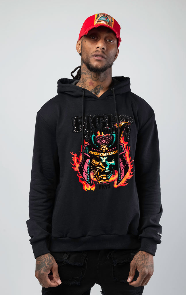 pullover hoodie with Fight the power design on the front 