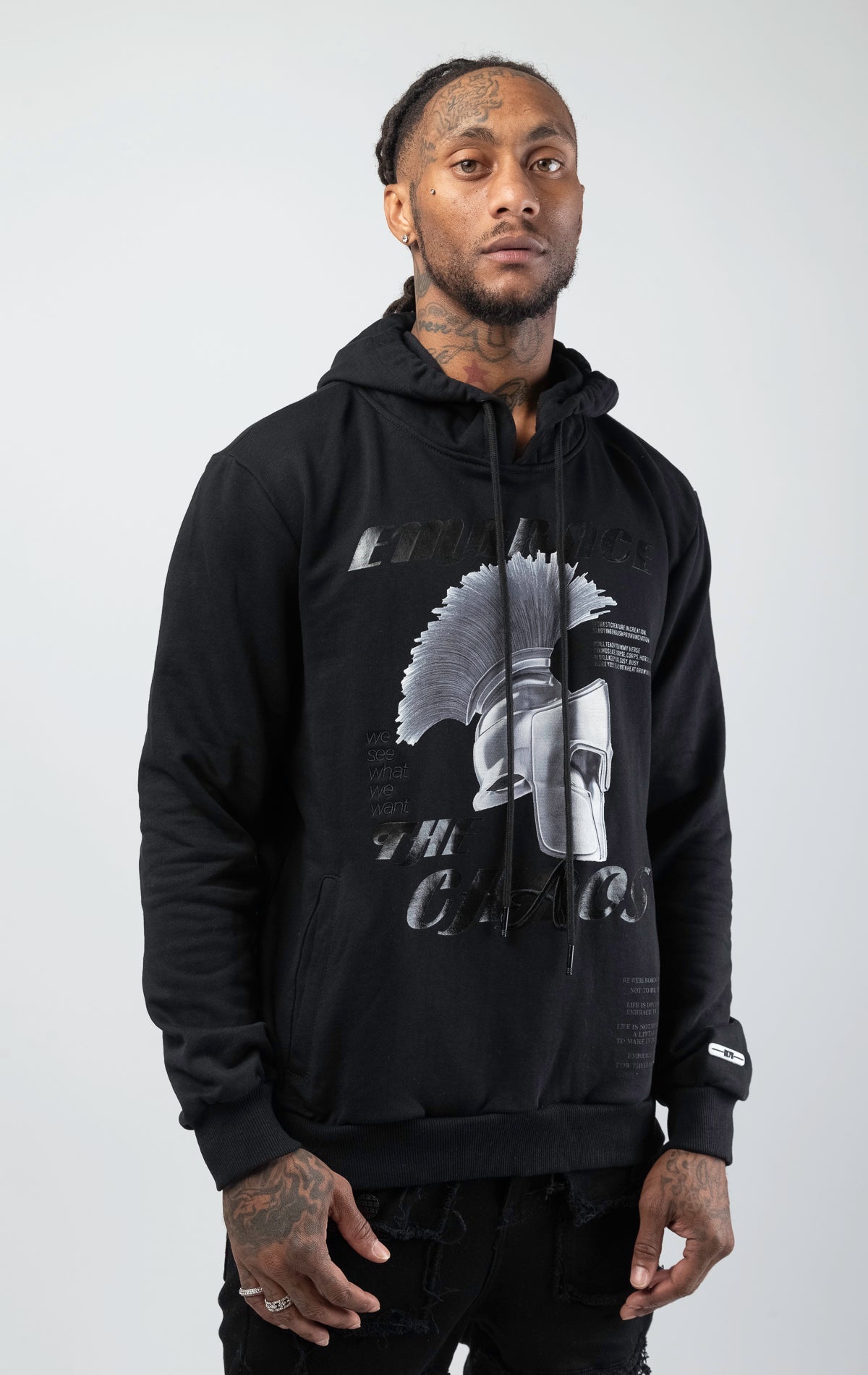 Knight graphic pullover hoodie in black