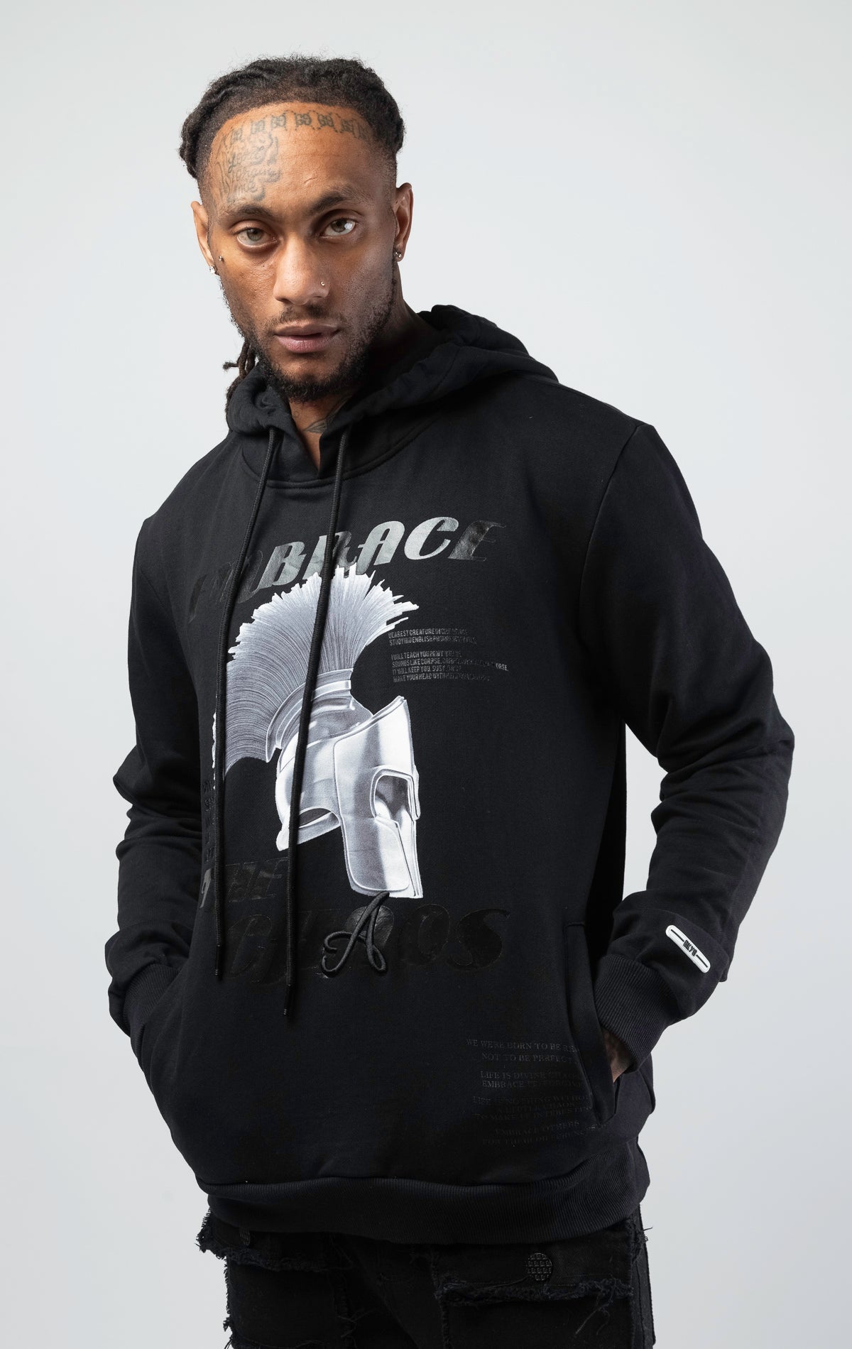 Knight graphic pullover hoodie in black