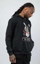 Embrace the future with this futuristic Robo Graphic hoodie in black