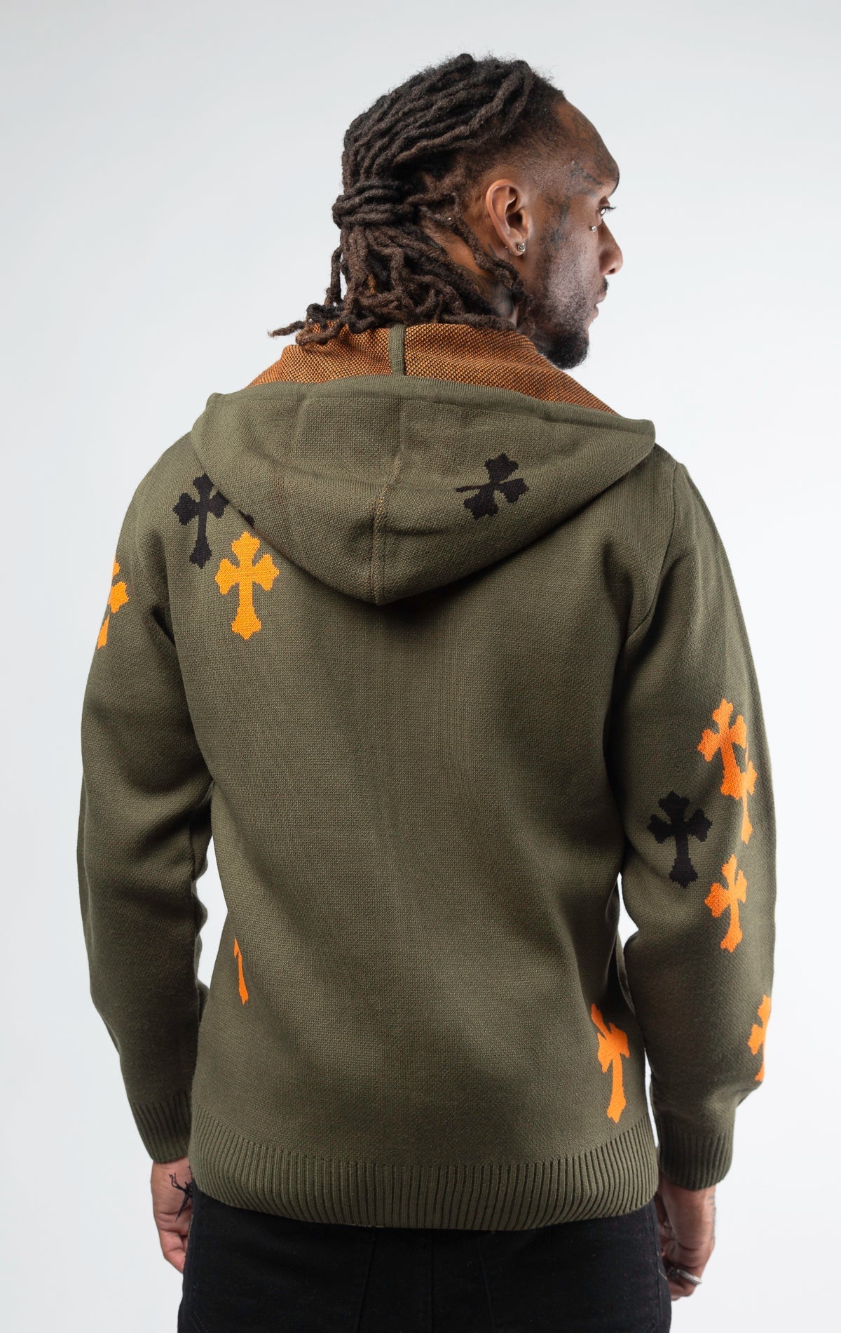 Olive patchwork online hoodie